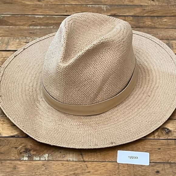 Janessa Leoné Women\'s Size Medium Beige Straw Simone Fedora Hat